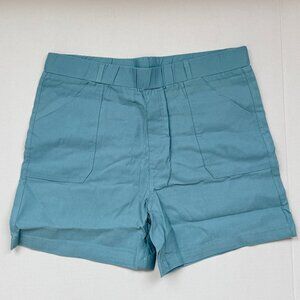Mom Cut Grey/Blue Chino Casual Shorts – Soft Stretch Cotton & Hiking